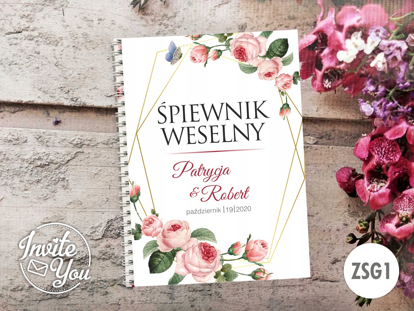 Śpiewnik WESELNY Biesiadny GLAMOUR ŚLUB na spirali Marka InviteYou