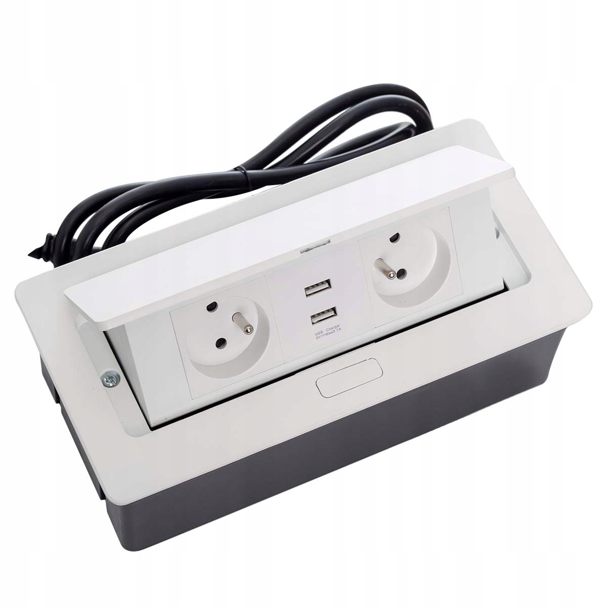 

Gniazdo chowane w blat Białe nablatowe 2 x +2 Usb