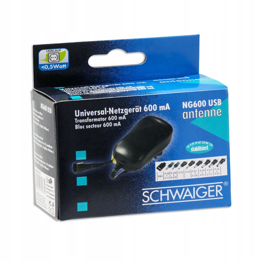 Uniwersalny Zasilacz 600mA 2m Schwaiger NG600USB