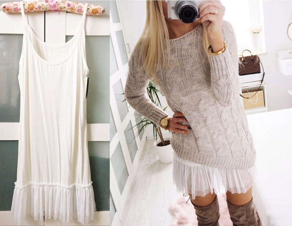 

Halka do swetrów z tiulem Ecru /one size