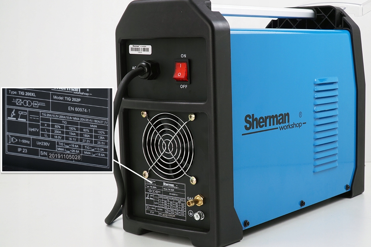 Spawarka TIG 200 MMA Puls HF 200P Sherman zestaw Producent code TIG 202P PULSE