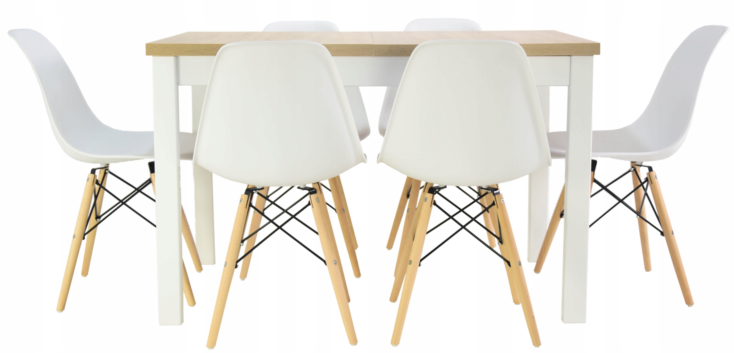 Zestaw 6 krzeseł i rozkładany stół 70x120/160 cm