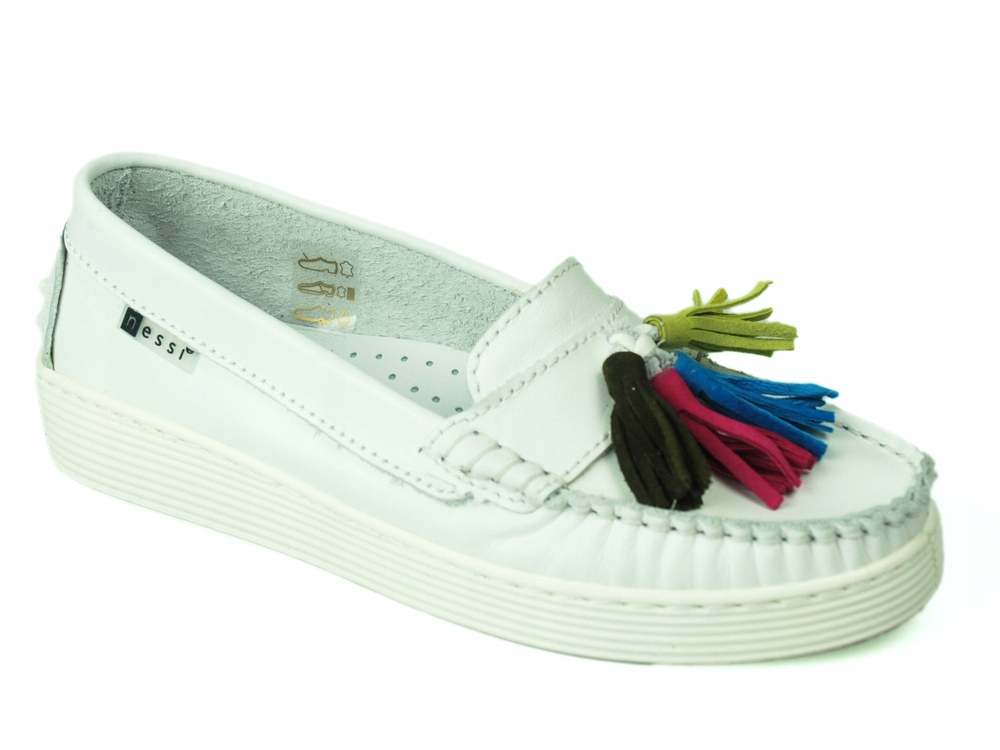 NESSI 18309 mokasyny białe frędzle 39 Kod producenta 18309