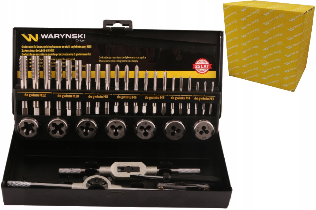 ZESTAW NARZYNEK I GWINTOWNIKÓW M3-M12 Waryński