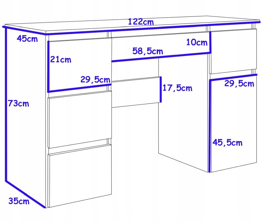 BIURKO MEGAN S SONOMA SZUFLADY SZKOLNE POD LAPTOP Głębokość mebla 45 cm