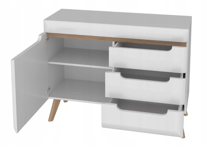 BIAŁA KOMODA NA NÓŻKACH STYL SKANDYNAWSKI Kod producenta NELA107