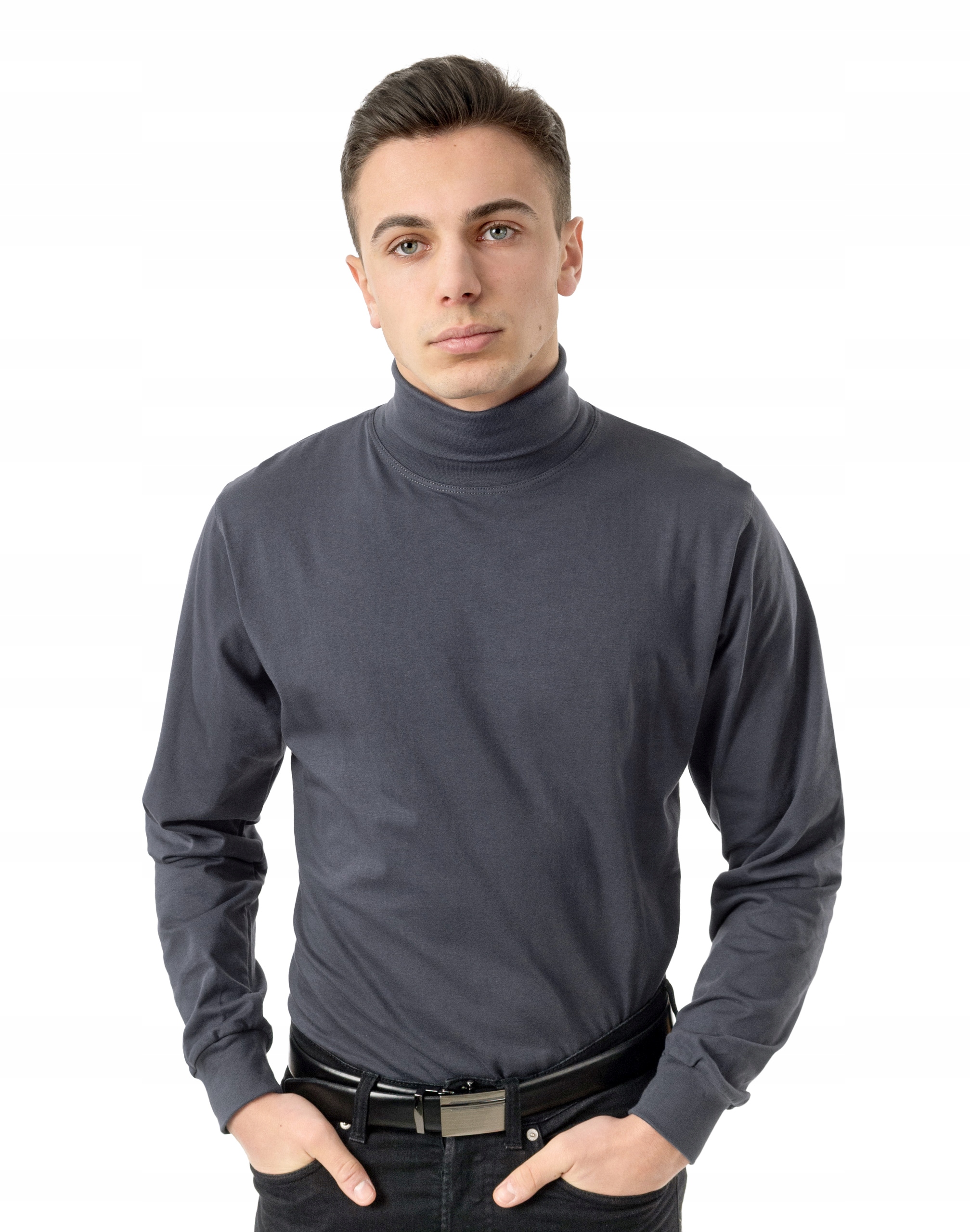 

Elegancki Golf Męski cienki sweter Arek M stalowy