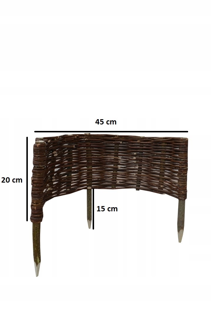 PALISADA WIKLINOWA ZAOKRĄGLONA płotek 20/45 [cm] Typ wiklina ogrodowa