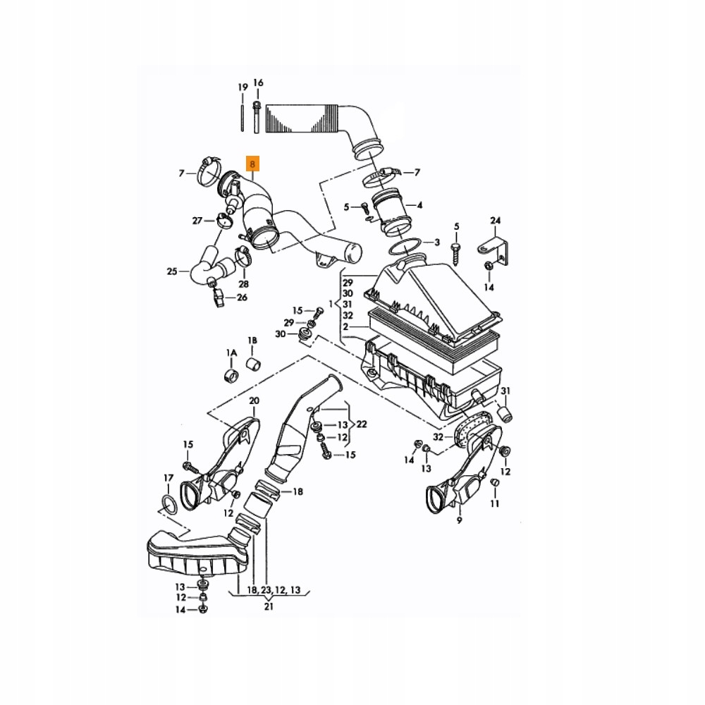 PRZEWÓD RURA FILTRA POWIETRZA SEAT SKODA VW 1.6 Typ samochodu Samochody osobowe