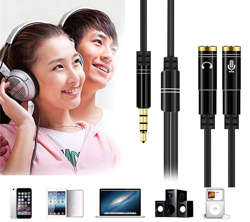 Kabel Adapter Mini Jack 4 PIN SŁUCHAWKI MIKROFON Zastosowanie Audio