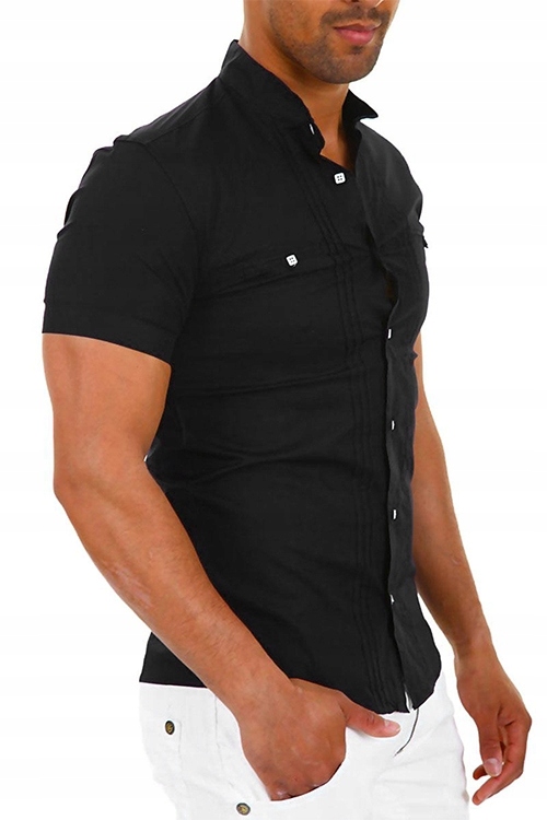 Koszula Męska Casual Stójka Codzienna Gładka NEW Model Nowość