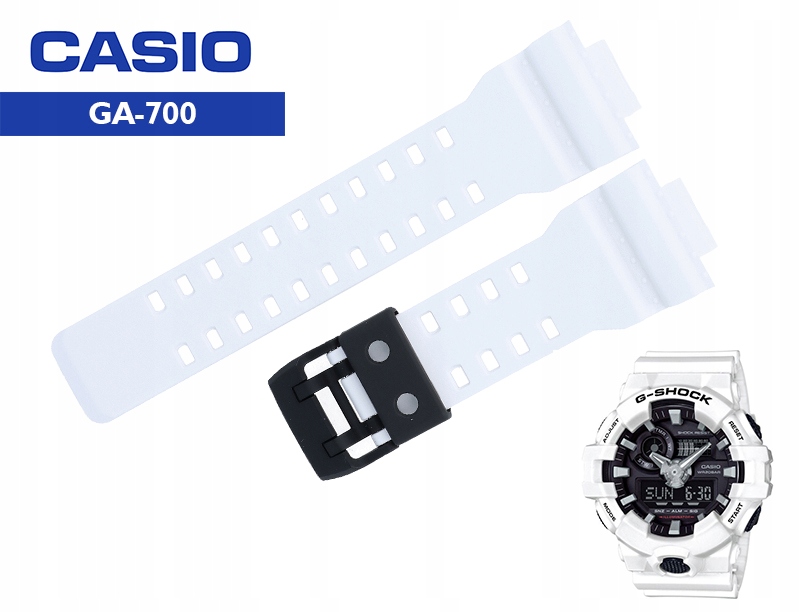 Originální pásek Casio GA-700 7A Bílý lesklý 16 mm