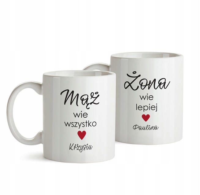 

Na Ślub Kubki Mąż i Żona z imionami