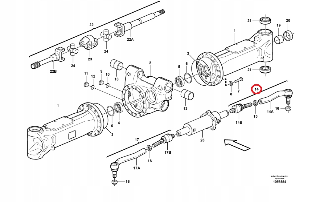 DRĄŻEK KIEROWNICZY PRAWY VOLVO EW180C 14558924 Numer katalogowy części 14558924