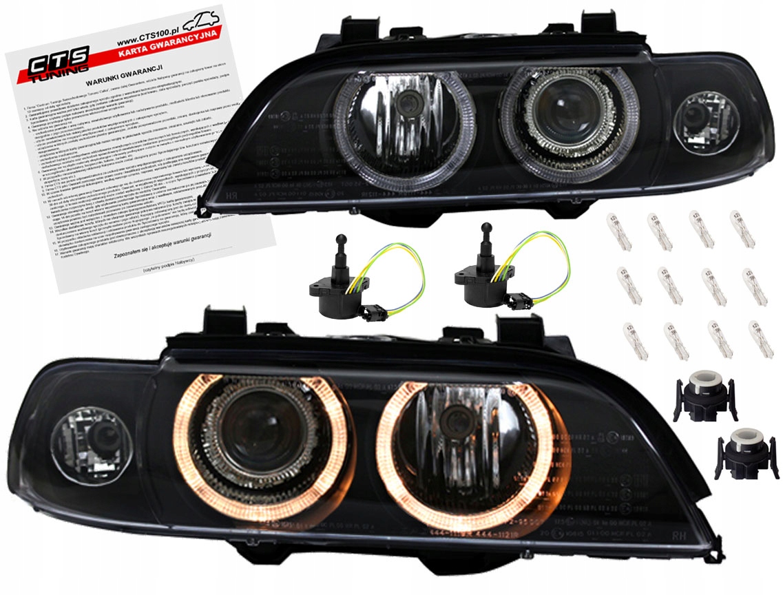 Bmw 5 E39 95-00 Lampy světlomety Black xenonové kroužky D2S/H7 Dpeo projektory L+p