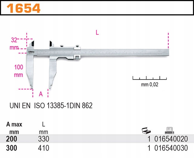 SUWMIARKA NONIUSZOWA 2STR 0-200MM BETA 1654/200 Marka Beta