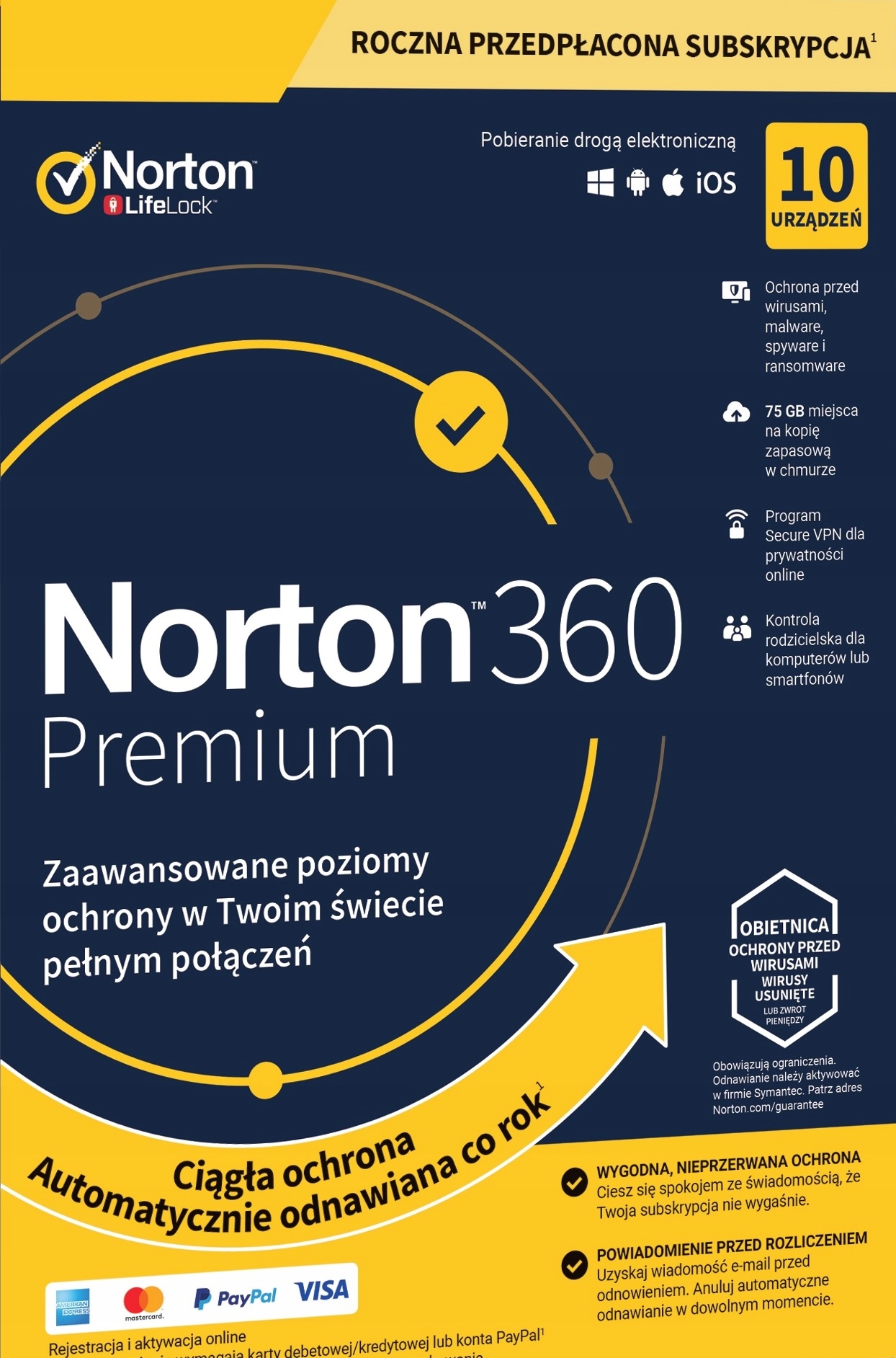 

Kod 2020 Norton 360 Premium 10ST 1ROK + Vpn + 75GB