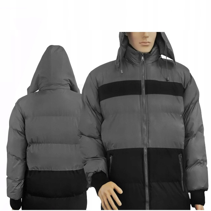 KURTKA ZIMOWA PUCHOWA MĘSKA KAPTUR 1424 -M OUTLET