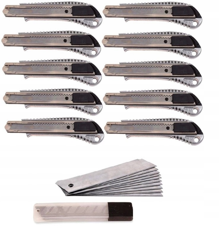 

Nóż Do Tapet Metalowy 10 Szt Ostrza 18MM