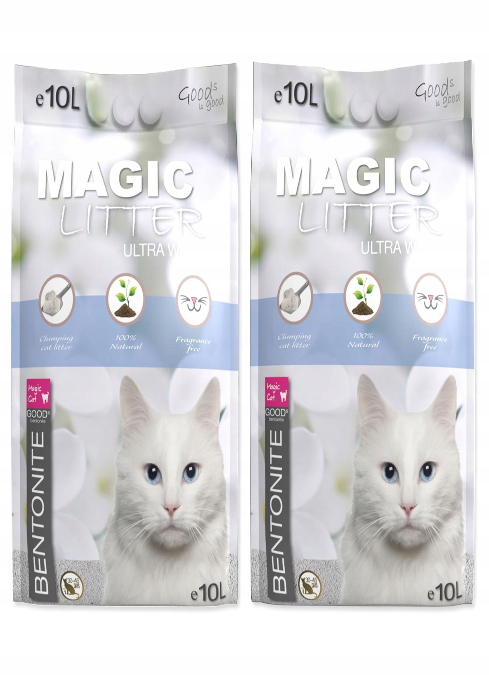 Biały Magiczny Żwirek Bentonitowy Ultra White 20L