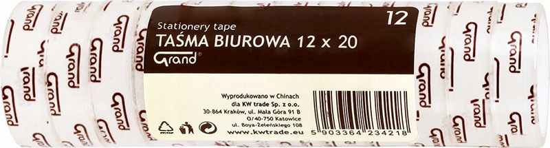 

Taśma klejąca biurowa szkolna 12mm x 20m 12 Sztuk