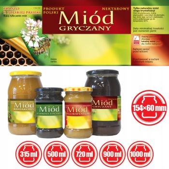 ETYKIETA duża na miód Gryczany 100 szt gryka E118 Kod producenta E118