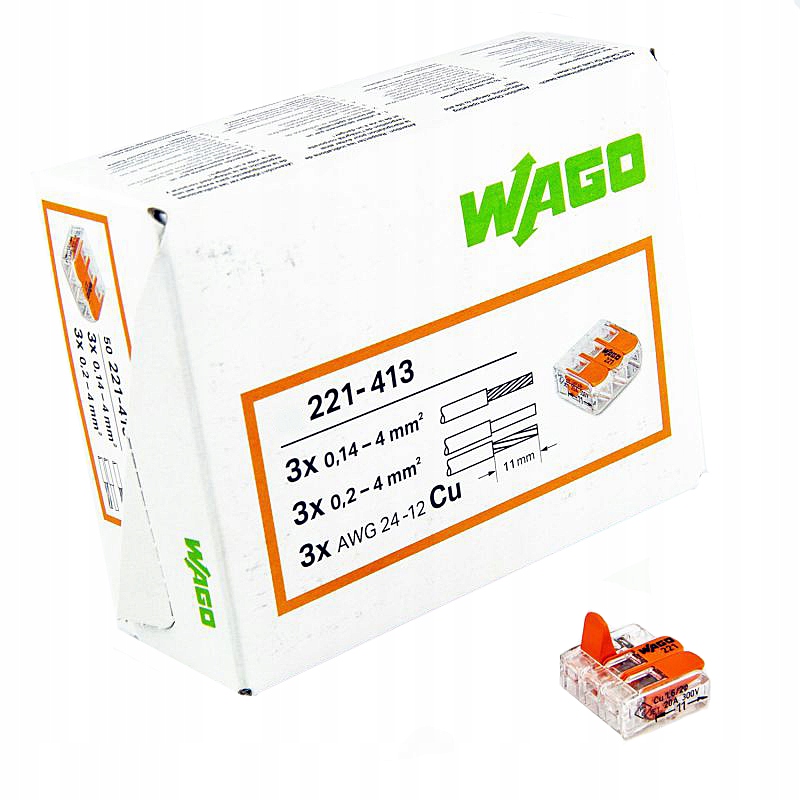 

Szybkozłączka Wago Uniwersalna 221-413 3x4 mm2