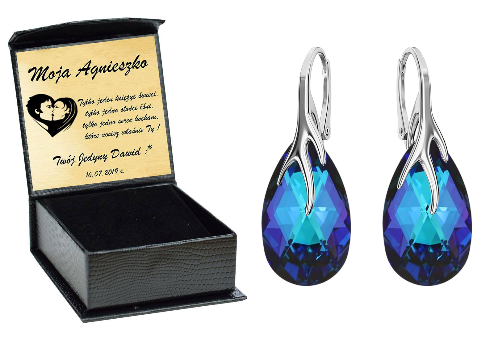 

Drapieżne Kolczyki Swarovski Srebro 925 Grawer