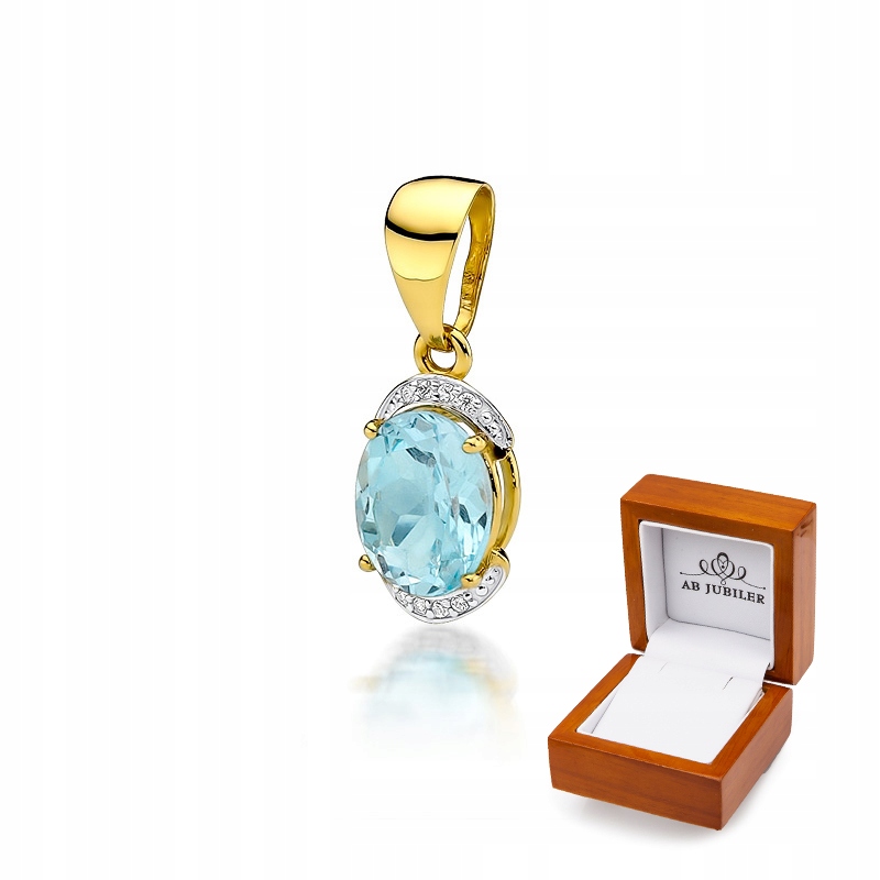 

Złota Elegancka 585 Zawieszka Topaz I Brylanty