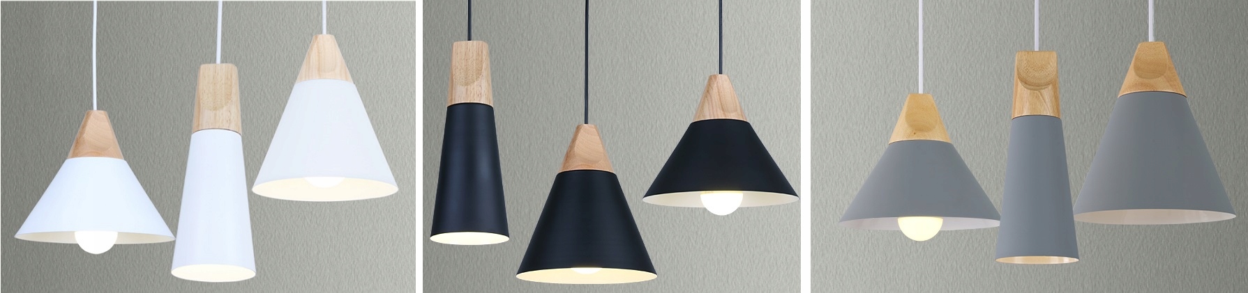 LAMPA WISZĄCA DREWNO INDUSTRIAL SCANDI 3CPR SZARA Kolekcja Scandi