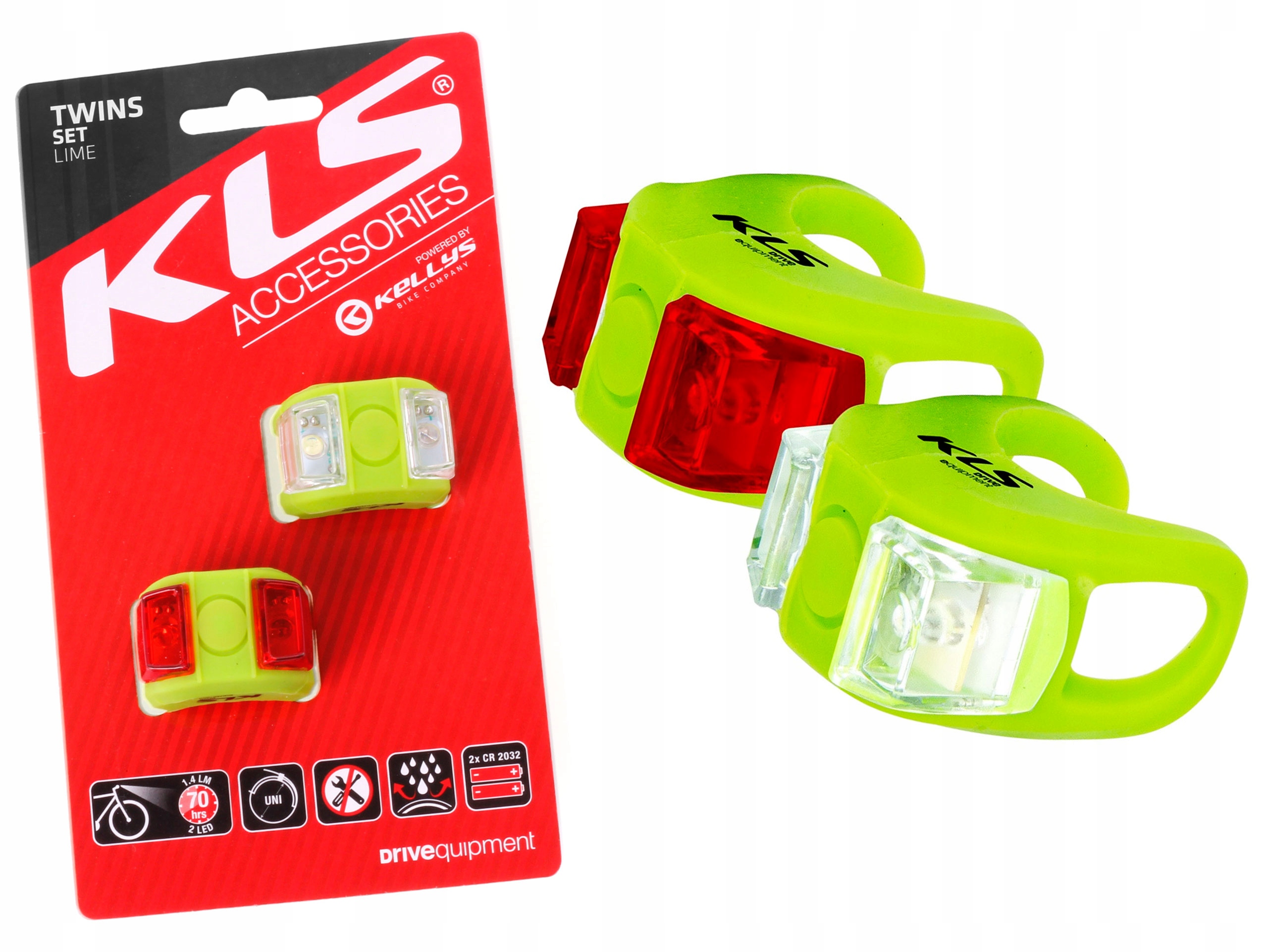

Zestaw oświetlenia rowerowego Kellys Twins green