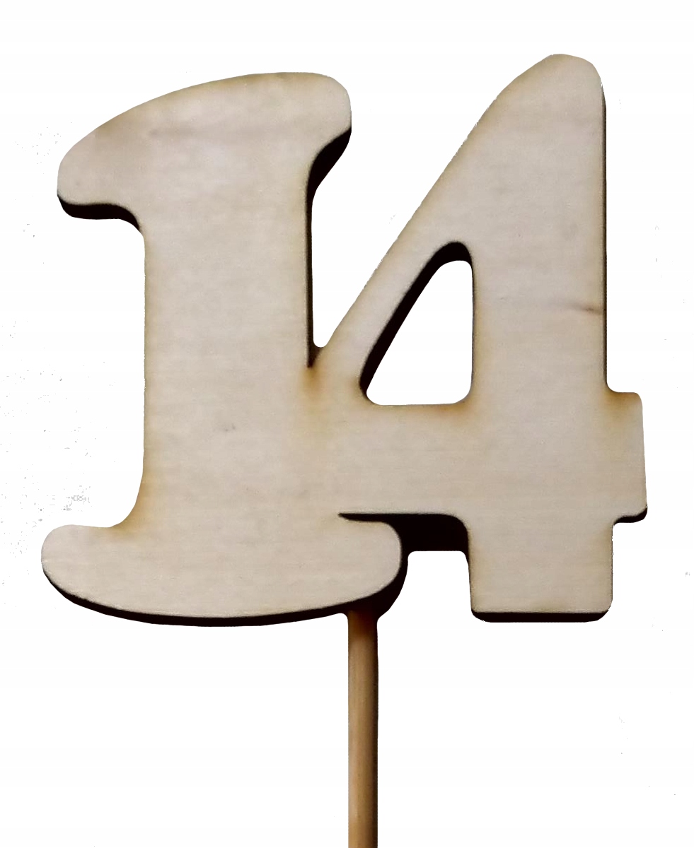 Cyfra 14 Topper na Tort Urodziny Imieniny kolor