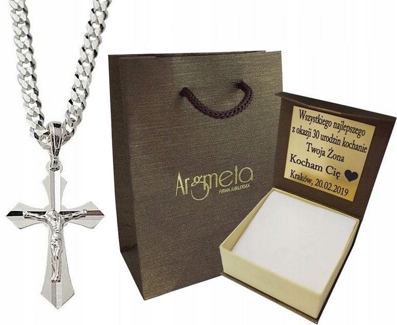 

Łańcuszek Srebrny Pancerka Z Krzyżykiem Grawer