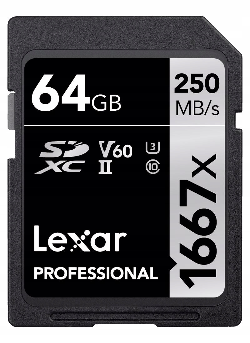 

Lexar Sdxc Professional 64GB 250MB/s V60 1667x