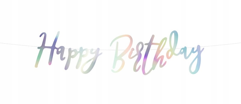Baner urodzinowy napis Happy Birthday opalizujący