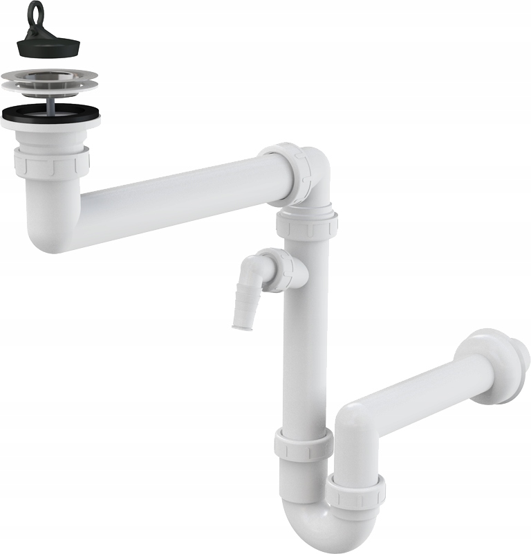 MAŁOGABARYTOWY SYFON ZLEWU Z PRZYŁĄCZEM A870P-DN40