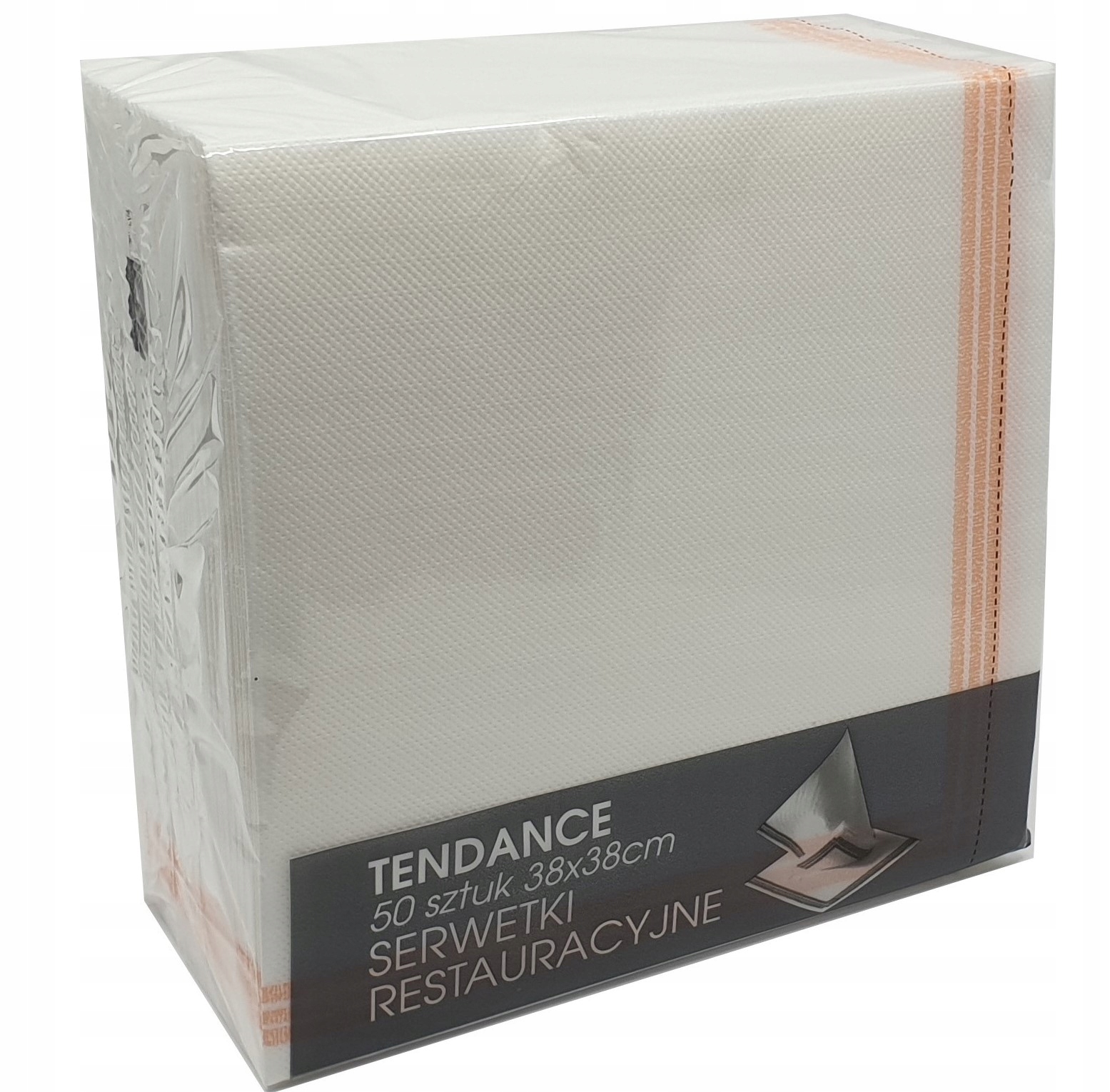 

Serwetki tendence 38x38 białe z łososiowym paskiem