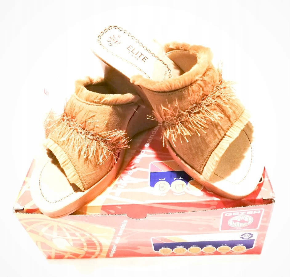 

Buty Klapki damskie Gezer Brąz Zamsz Frędzle 36