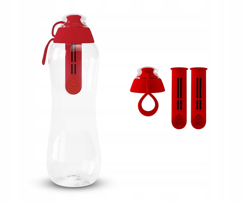 Dafi Butelka filtrująca 0,5L z 3 filtrami Czerwona
