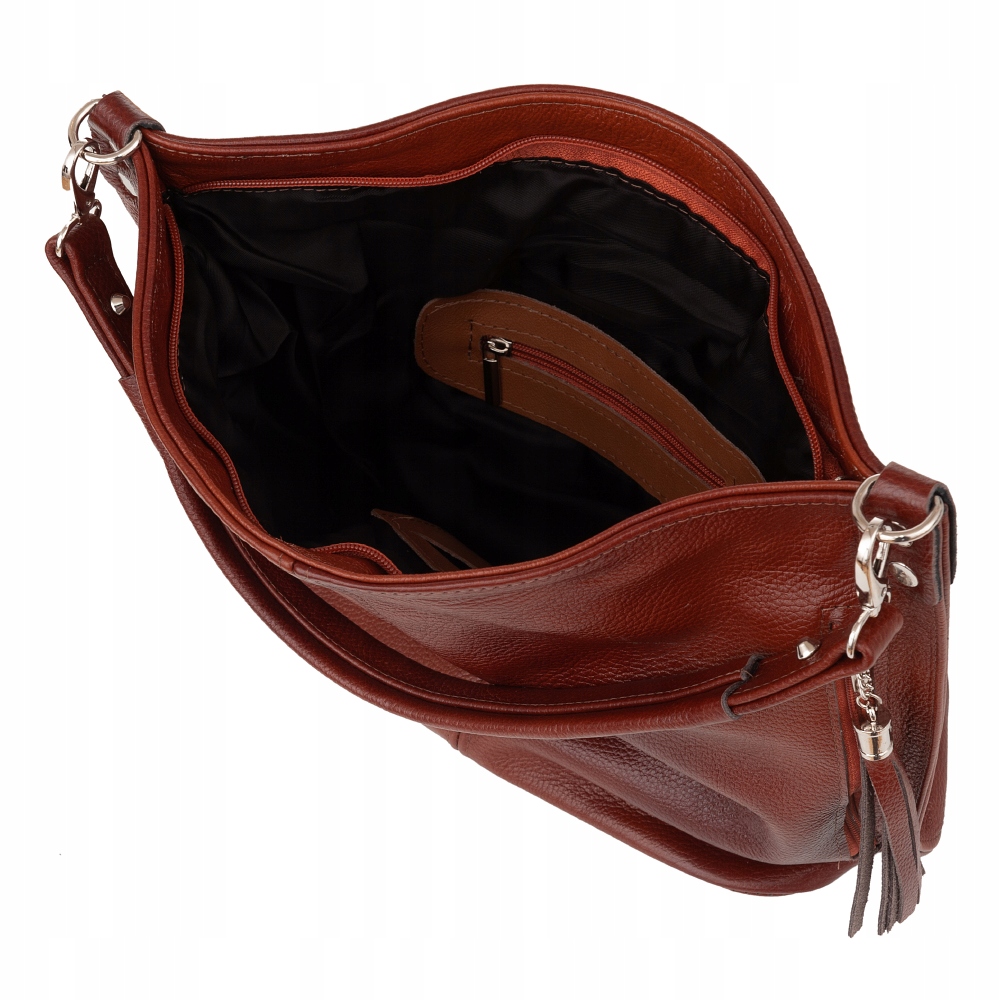 brązowa torebka SKÓRA SHOPPER SKÓRZANA TORBA WOREK SKÓRA NATURALNA A4 Kolor brązowy