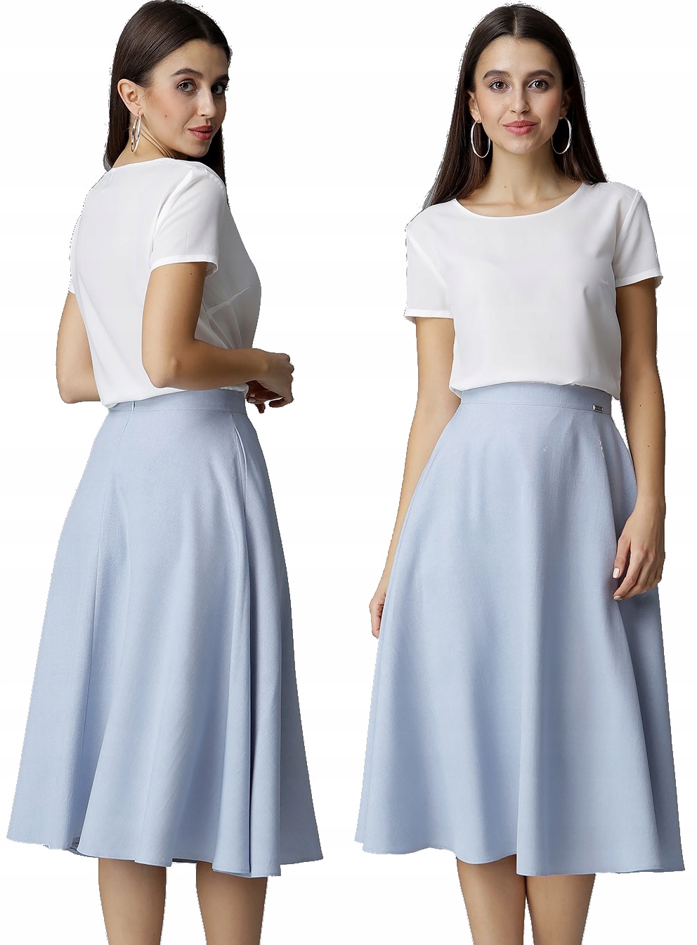 

Elegancka Spódnica Rozkloszowana MIDI kieszenie 38