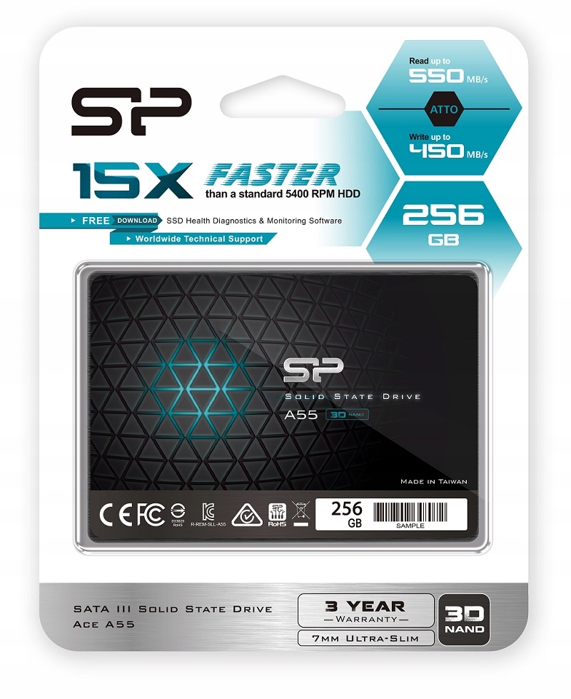 

Dysk Ssd Silicon Power A55 256GB 3D Nand 550/450