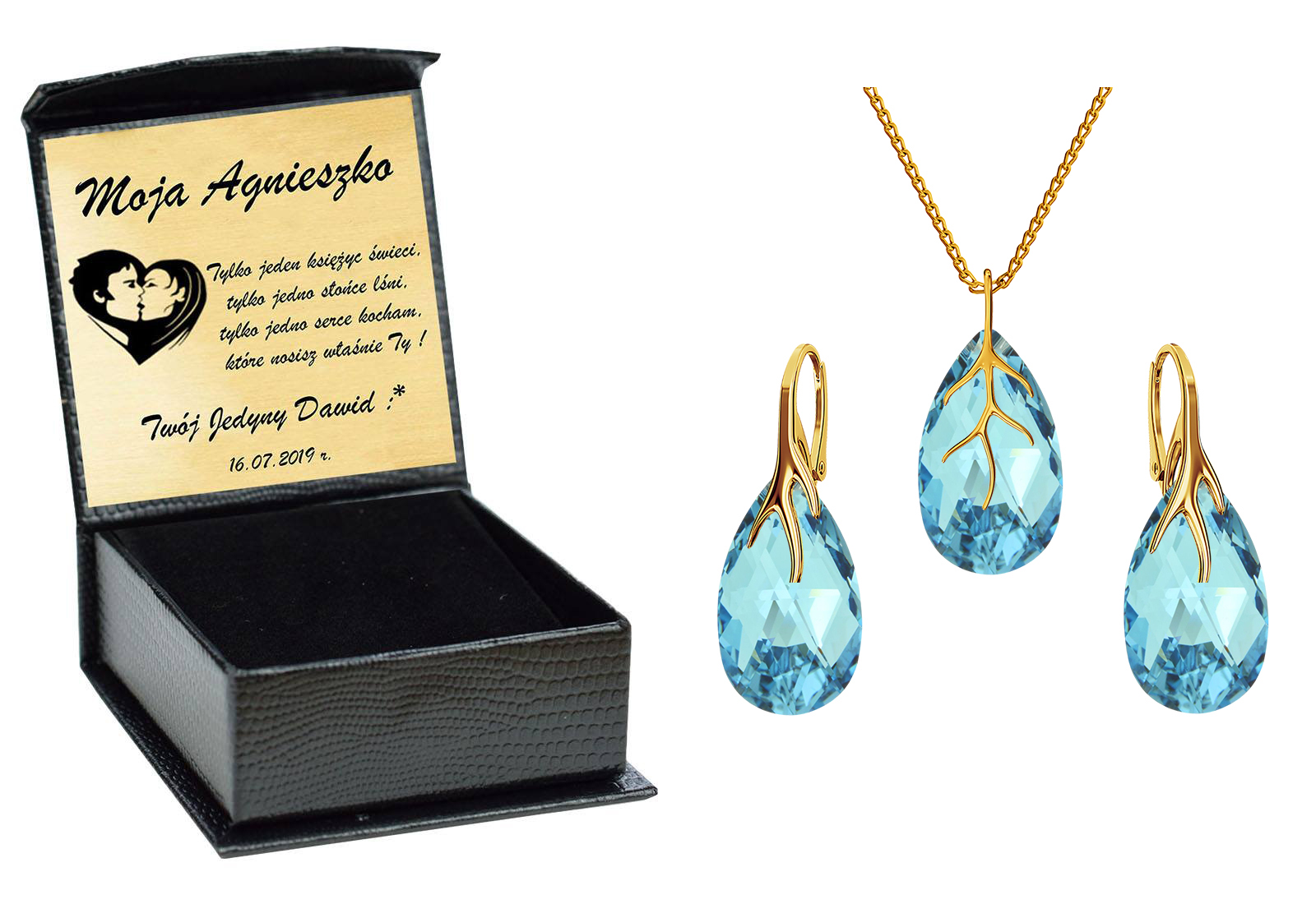 

Pozłacany Drapieżny Zestaw Swarovski Srebro 925 Aq