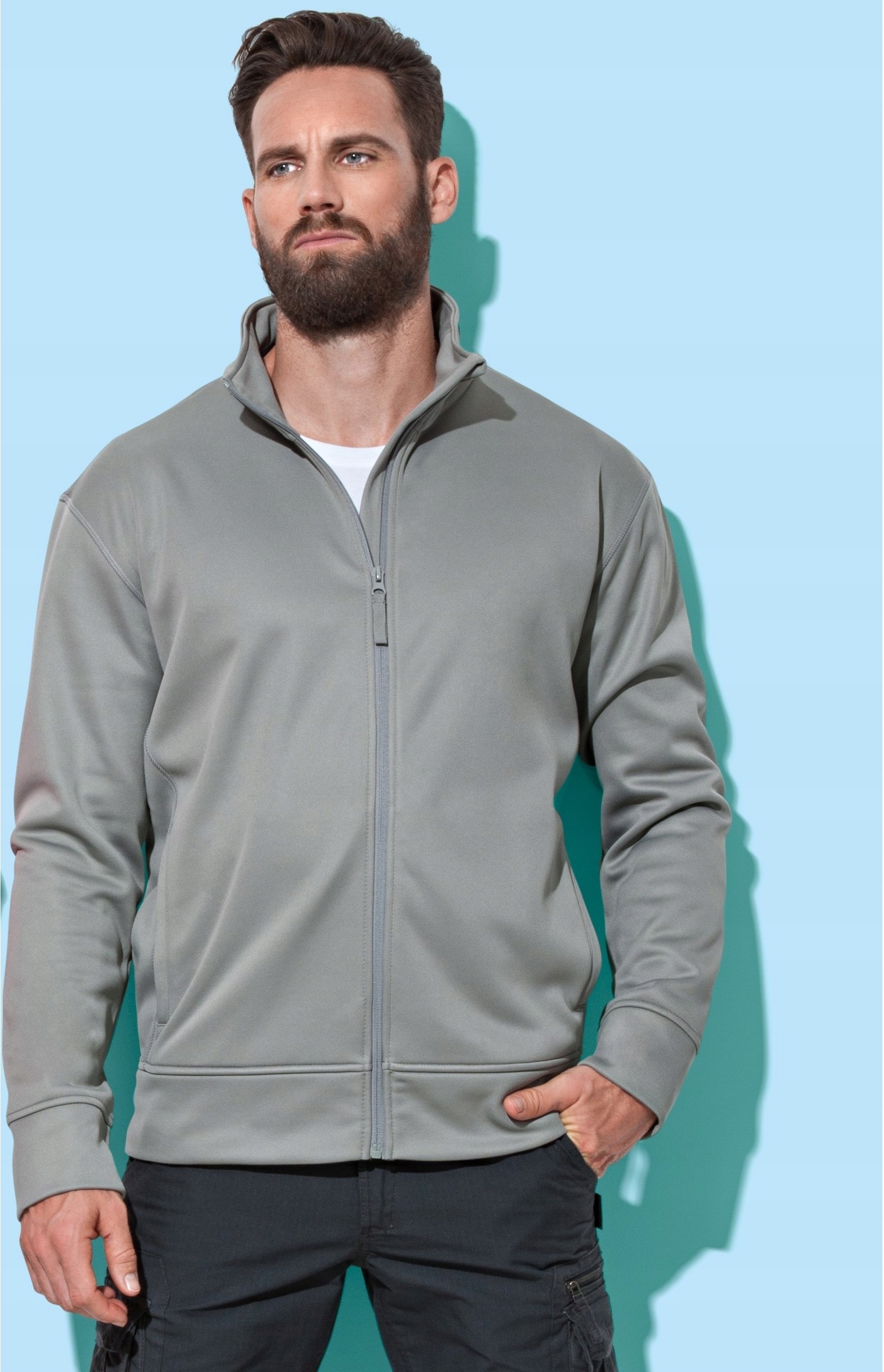 BLUZA MĘSKA ciepła rozpinana SPORTOWA z polarem pod nadruk NIEBIESKA L Kod producenta STEDMAN 5810