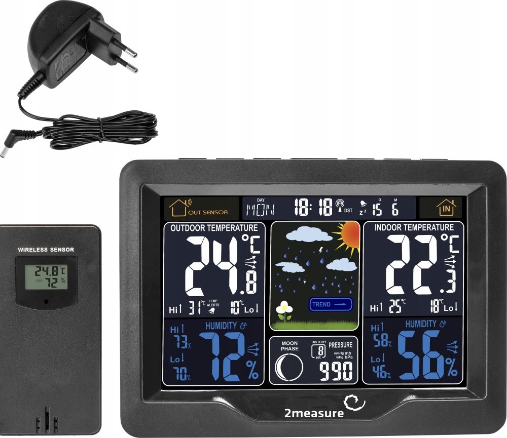 STACJA POGODY TERMOMETR HIGROMETR BAROMETR ZEGAR