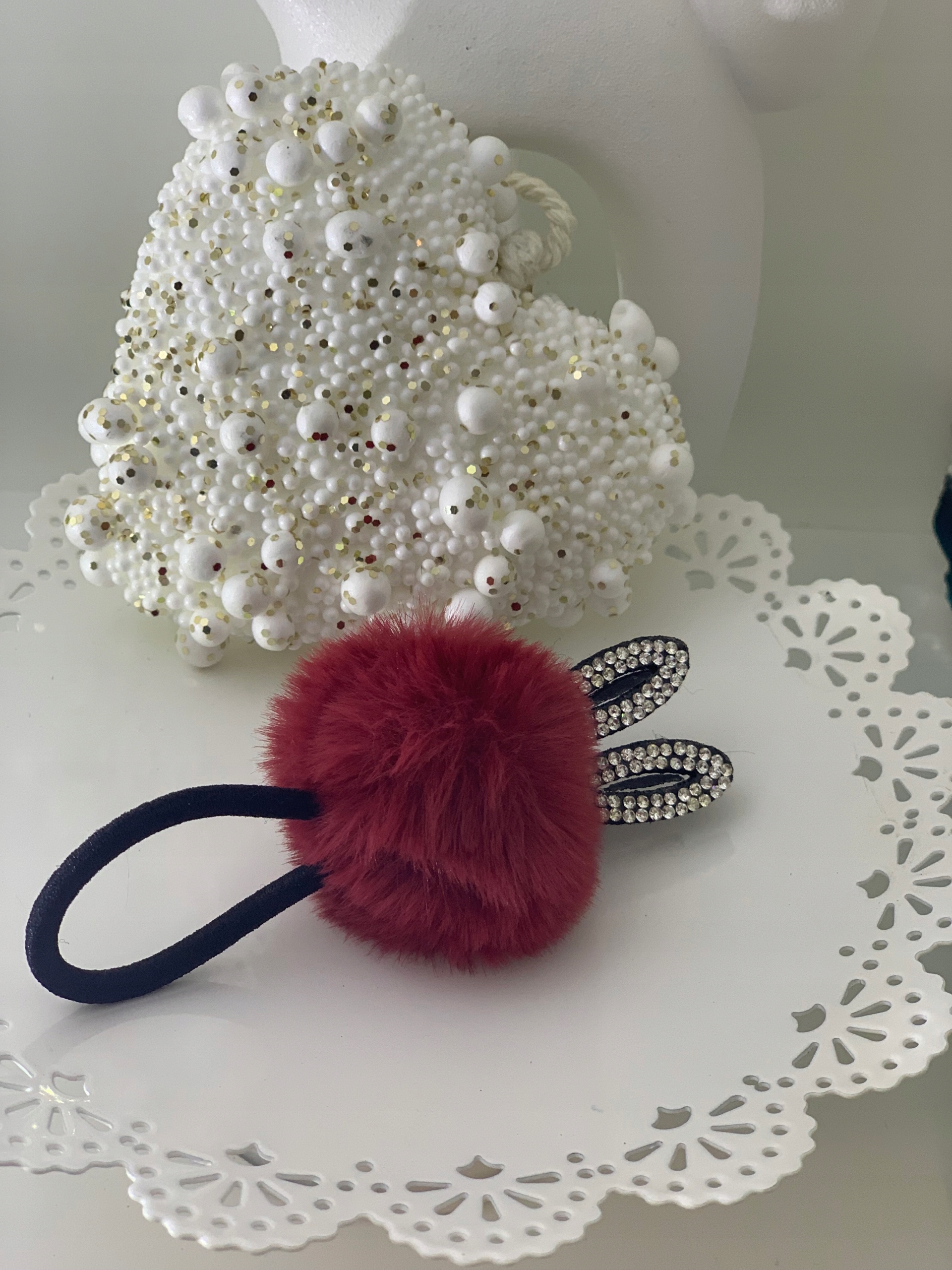 GUMKA DO WŁOSÓW POMPON USZY CYRKONIE FUTRO KRÓLIK Marka Inna marka