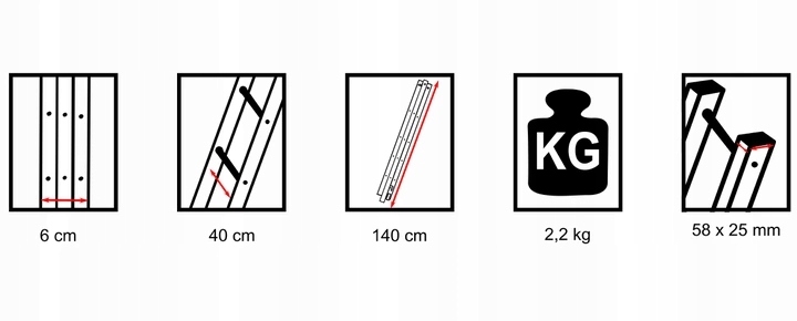 DRABINA ALUMINIOWA PRZYSTAWNA 1x5 DRABEST + HAK XL Wysokość robocza 2.41 m