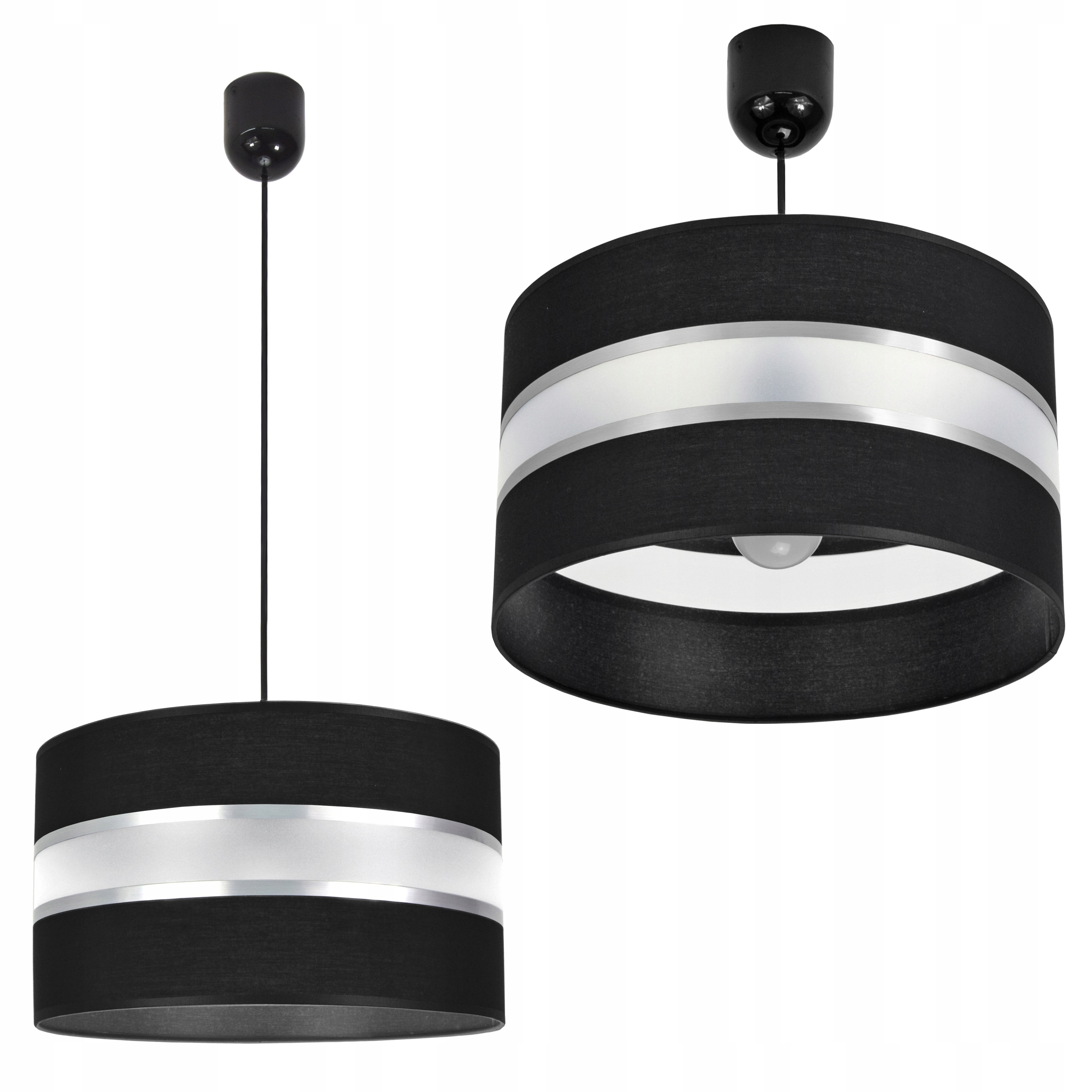 

Lampa wisząca sufitowa okrągła Biała Szara Czarna