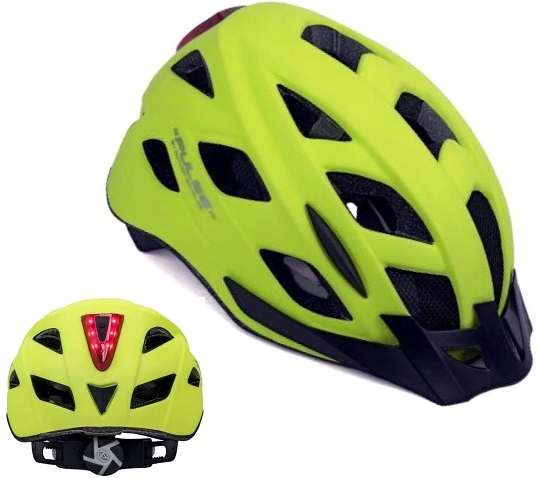 Cyklistická přilba Author Pulse Led X8 58-61 cm žlutá fluo lampička