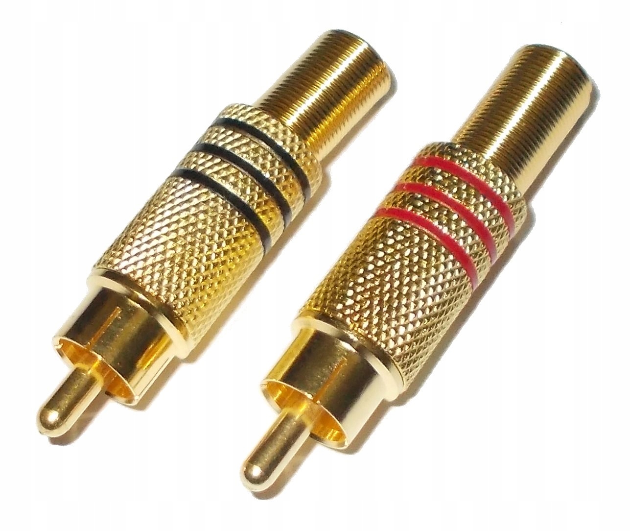 Wtyk RCA metalowy, prosty na przewód